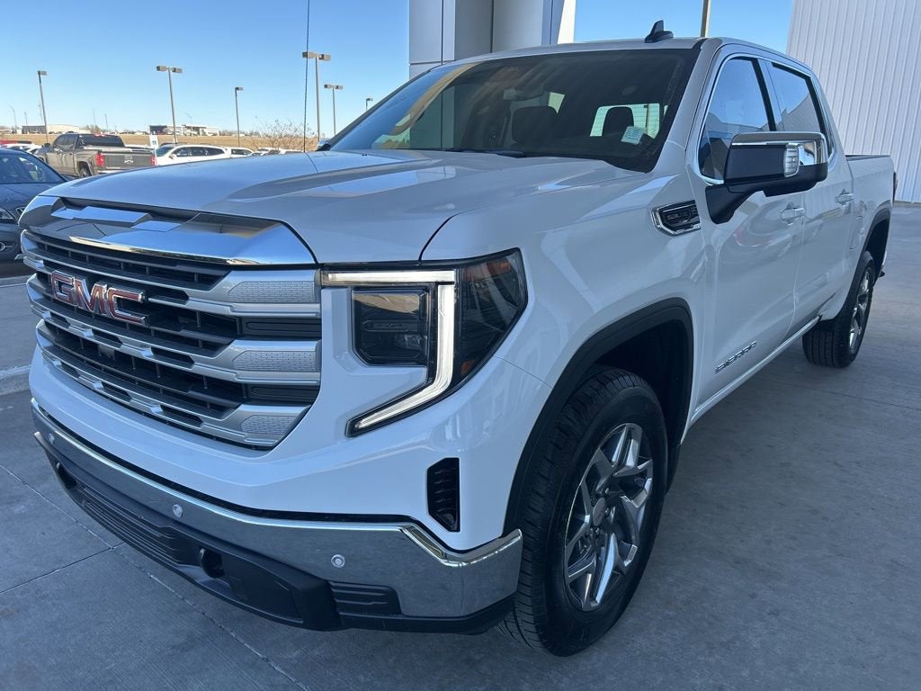 2025 GMC Sierra 1500 SLE in Summit White — front three-quarter view