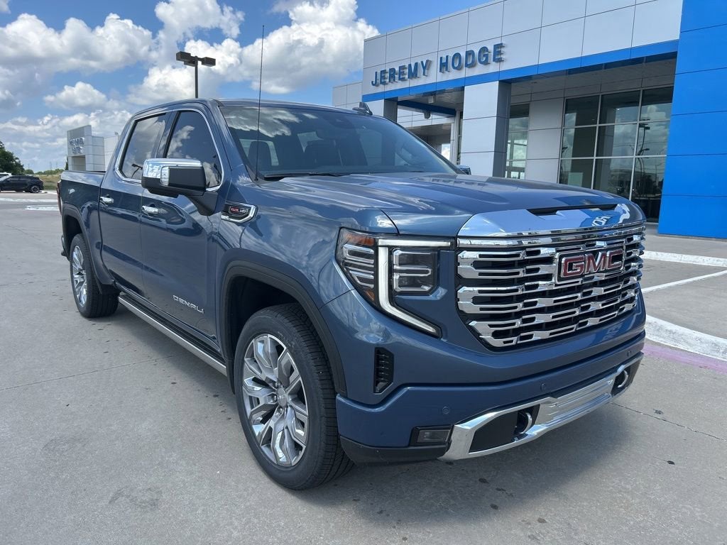 2026 GMC Sierra 1500 Denali in Downpour Metallic — front three-quarter view